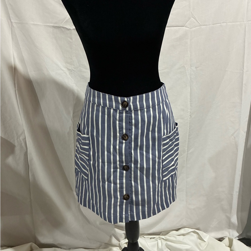 Striped Button-Front Skirt